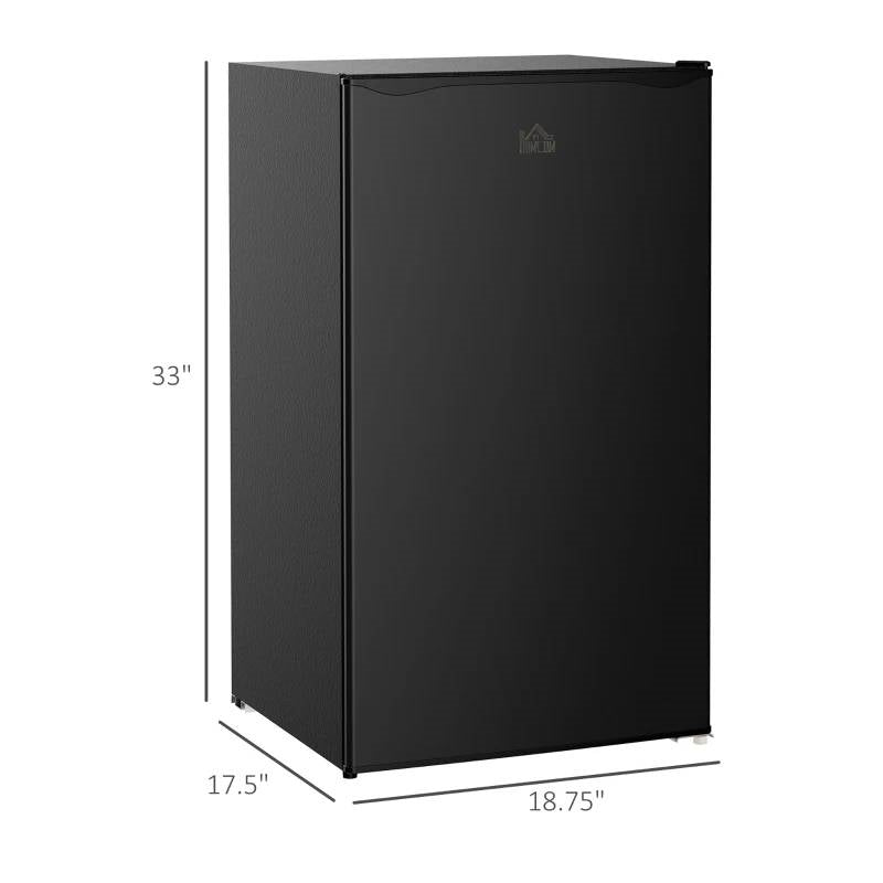 Compact Refrigerator Mini Fridge/Freezer 3.2 Cu.Ft, Black with dimensions 33" x 17.5" x 18.75" shown in black