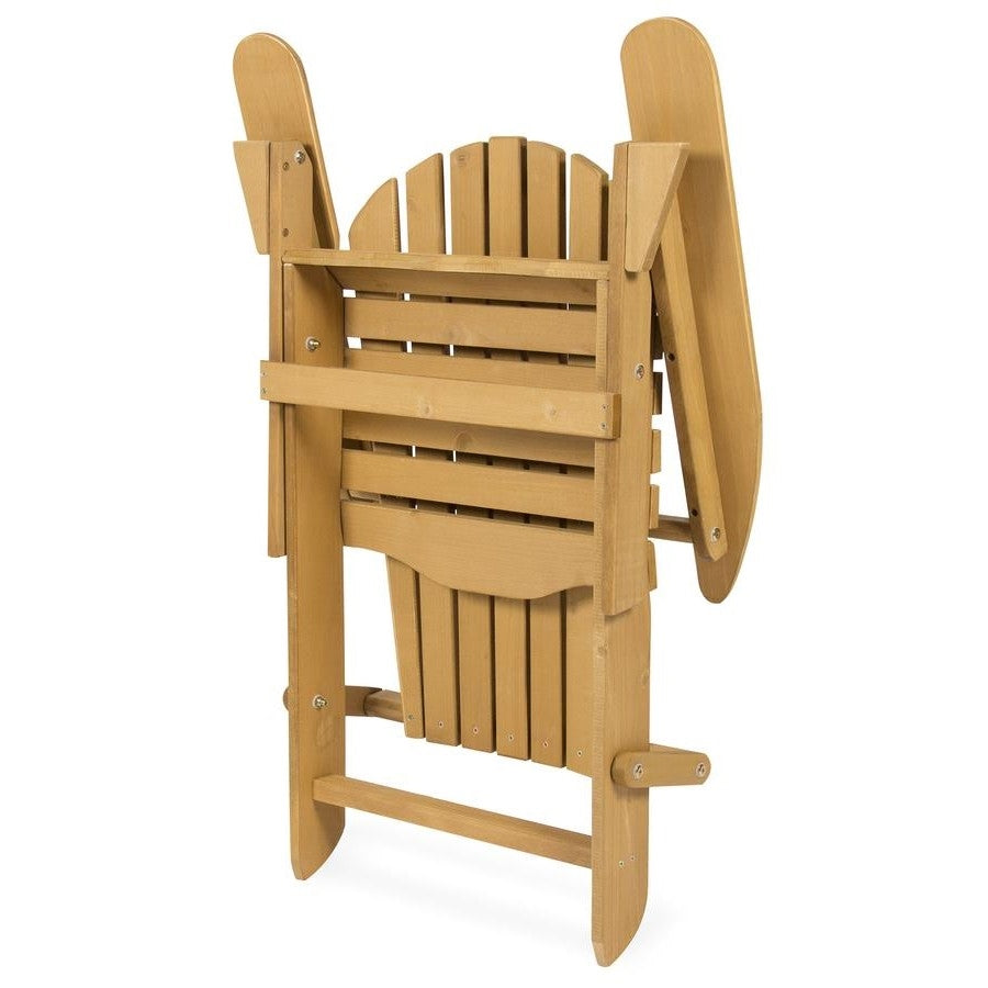 Folded All Weather Adirondack Large Foldable Chair Natural Finish for patio or deck use