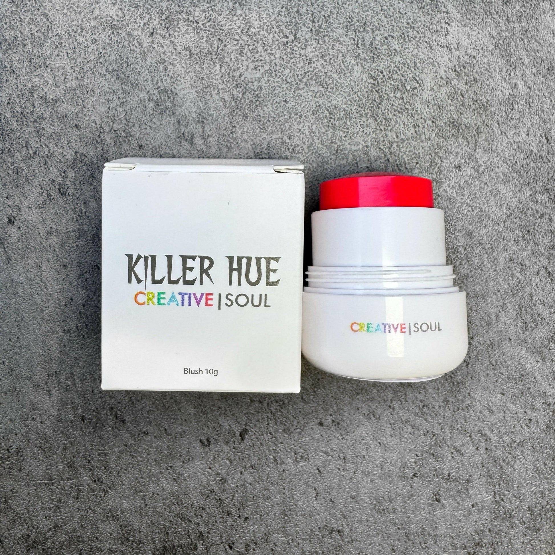 Panic Pink cream blush by Killer Hue, vibrant strawberry pink shade, vegan and cruelty-free, with satin-matte finish, 10g packaging.