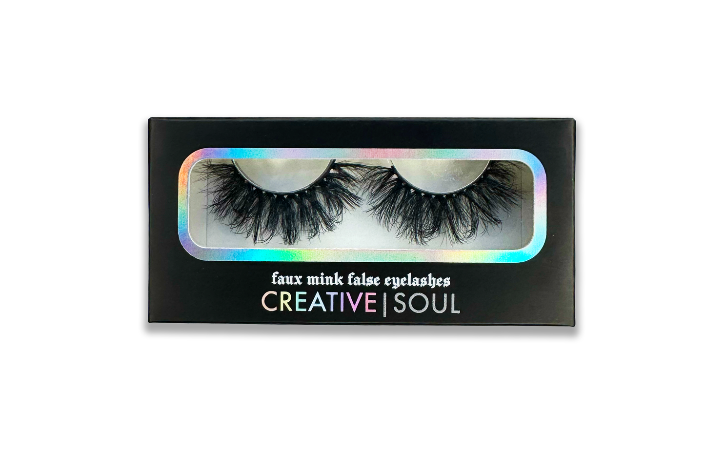 Flame faux mink false eyelashes in box, vegan, cruelty-free, fluffy style, comes with free eyelash brush, eyelash glue not included.
