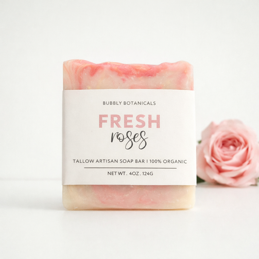 Handcrafted Tallow Soap - Fresh Roses | Romantic, Floral Scent