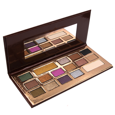 Go2 COCOA - GES01 eyeshadow palette with cocoa-infused shades in metallic and matte finishes for professional eye makeup.