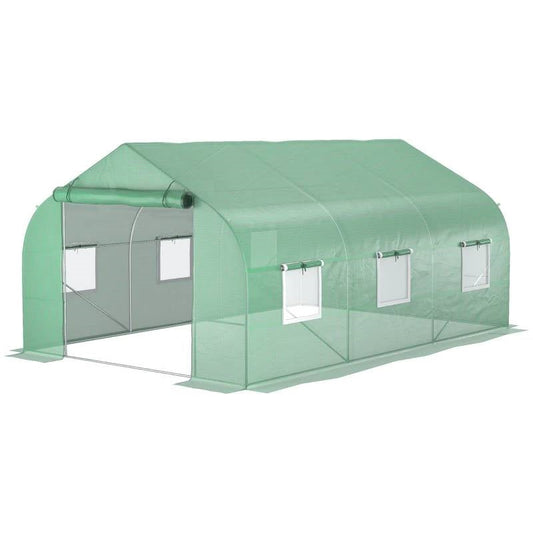 11.5 ft x 9.8 ft. Greenhouse with Green PE Cover and Heavy Duty Steel Frame, ideal for extending your growing season.