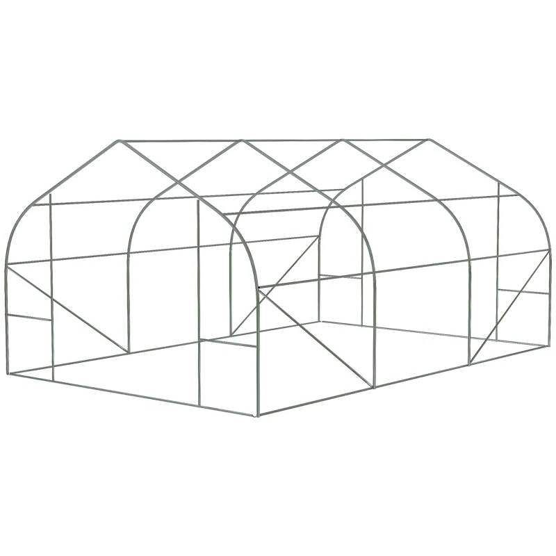 11.5 ft x 9.8 ft. Greenhouse with Green PE Cover and Heavy Duty Steel Frame structure diagram