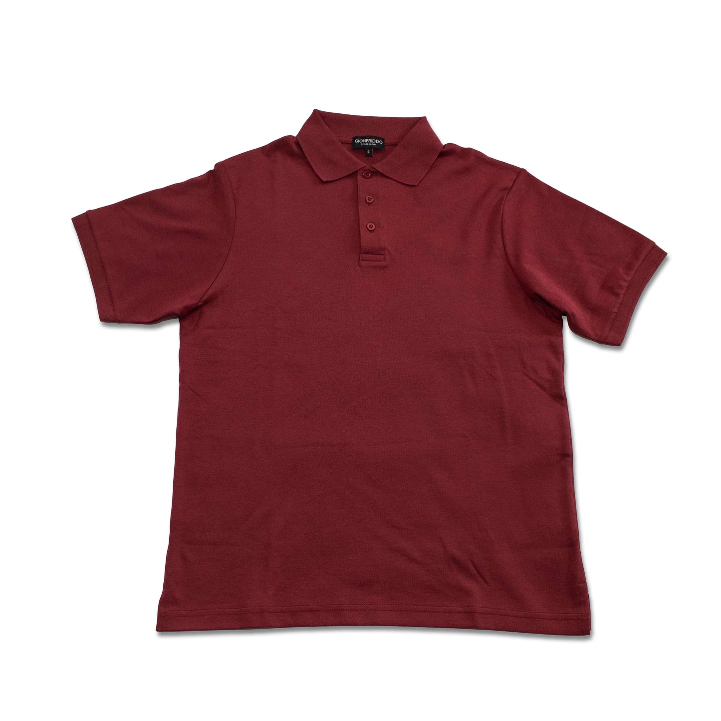 100% Pima Cotton Short Sleeve Polo in burgundy color with three-button placket and traditional fit, perfect for casual and business casual wear