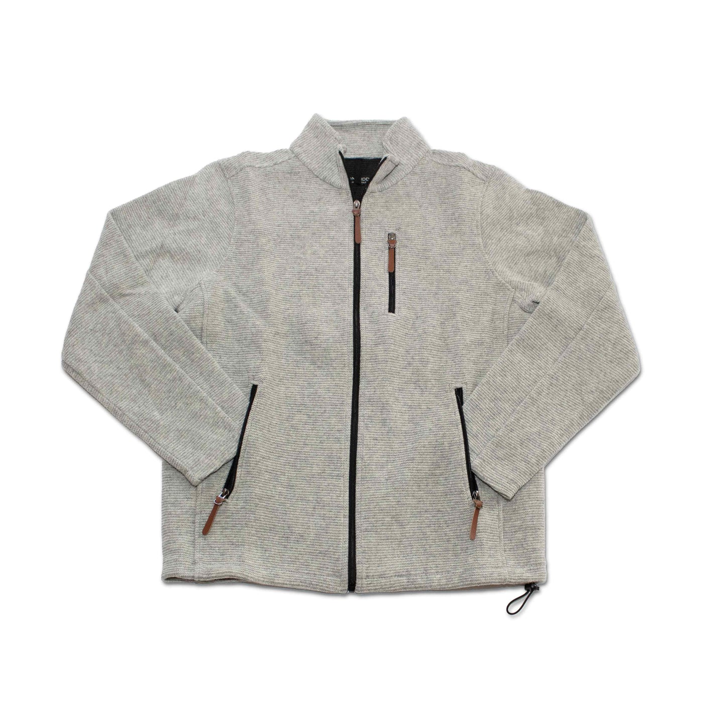 Windstopper Jacket - Natural with Valtherm technology, honeycomb padding, and ribbed texture, featuring three leather-zippered pockets.