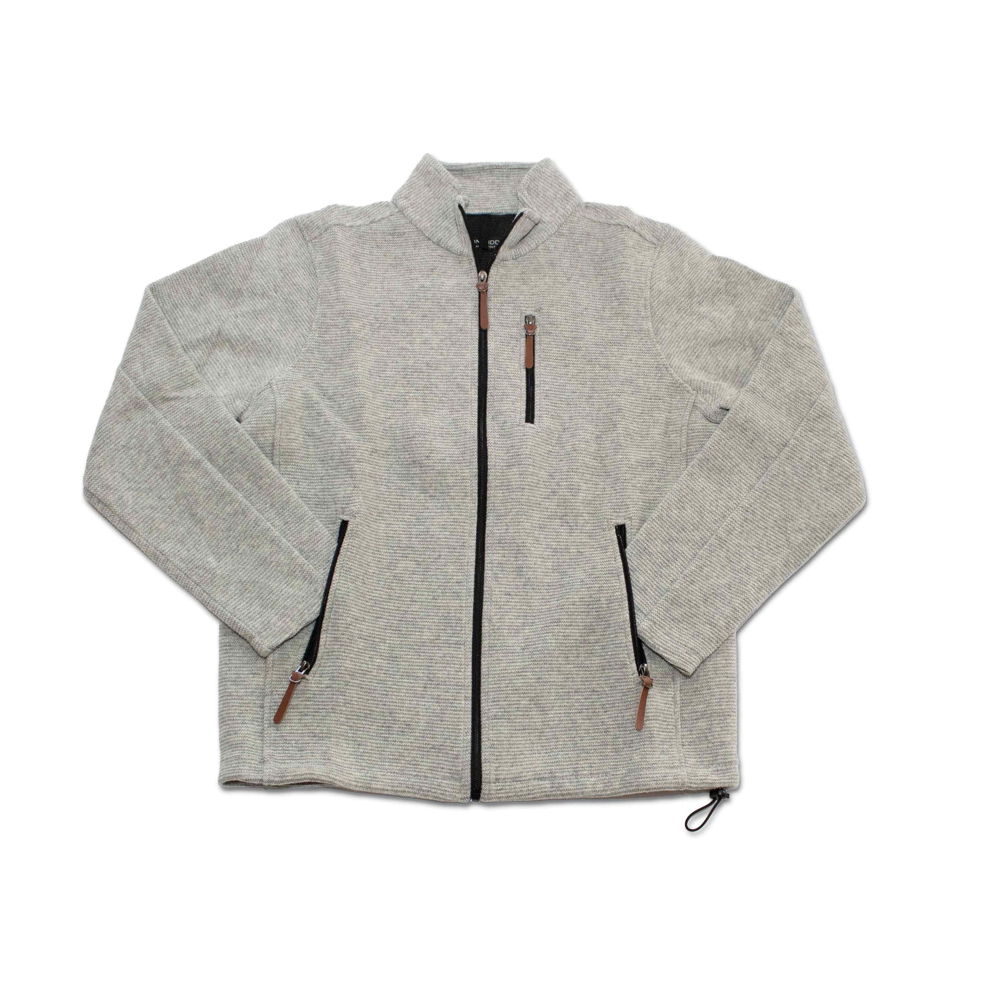 Windstopper Jacket - Natural with Valtherm technology, honeycomb padding, and ribbed texture, featuring three leather-zippered pockets.