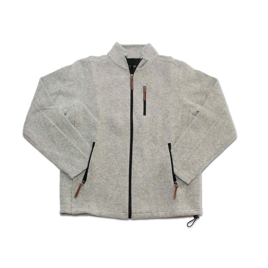 Windstopper Jacket - Natural with Valtherm technology, honeycomb padding, and ribbed texture, featuring three leather-zippered pockets.