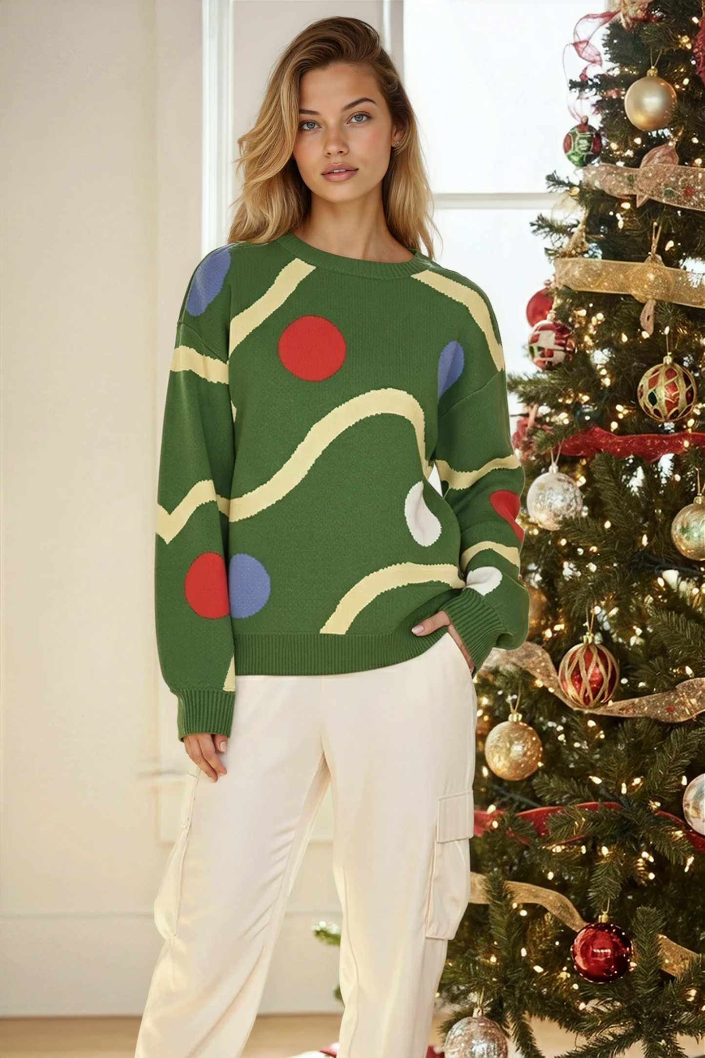 Christmas tree ornament knit sweater