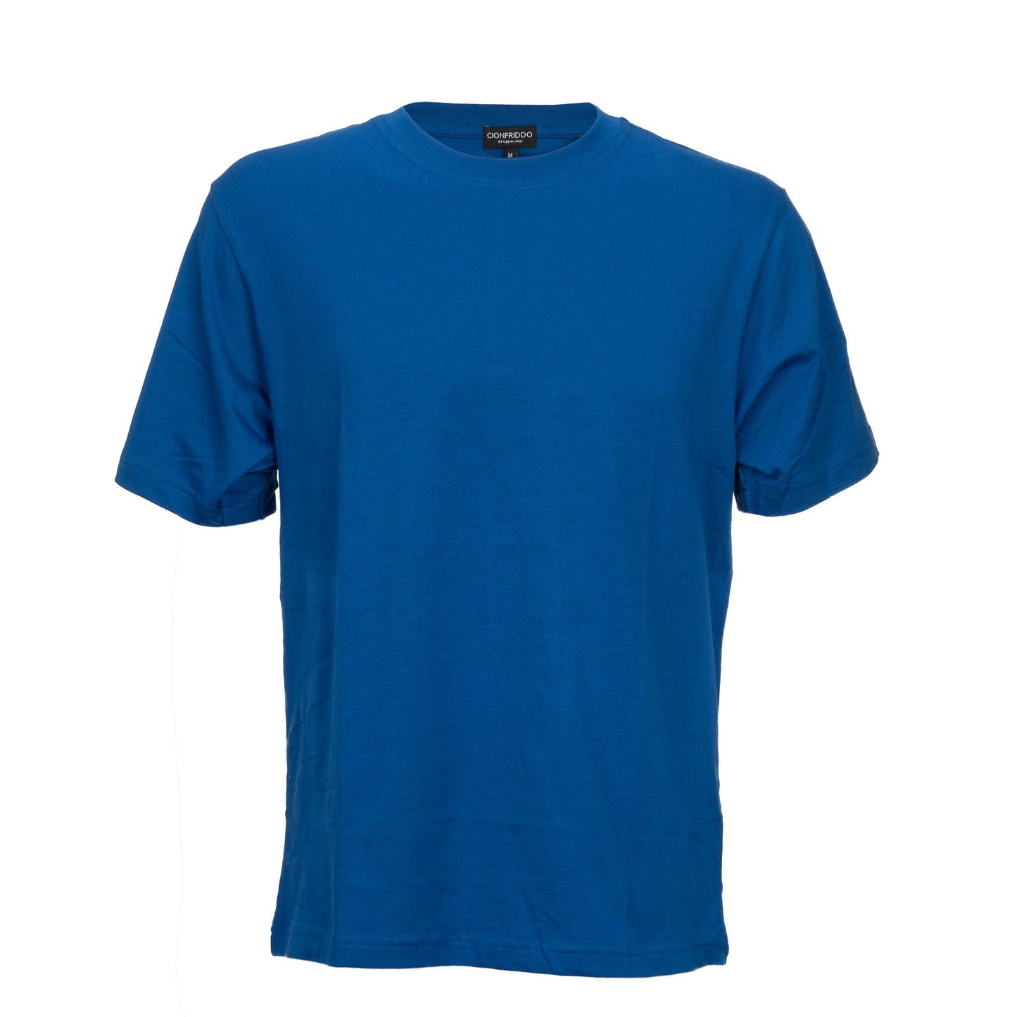 Blue 100% Pima Cotton Short Sleeve T-shirt with a tailored lightweight fit, perfect for casual occasions.