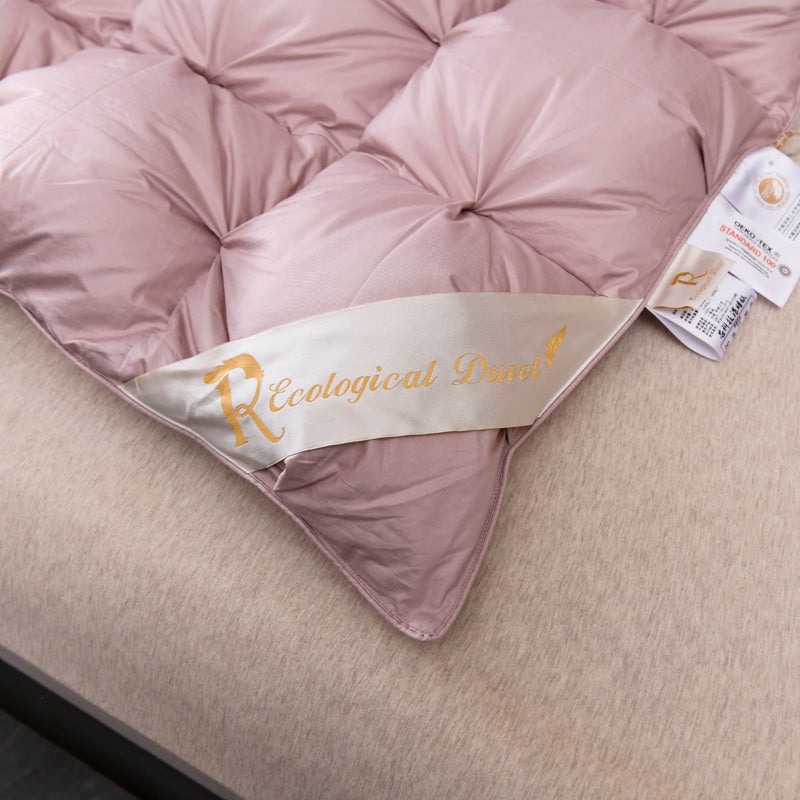 Giuseppina 1000 Thread Count Goose Down Comforter Duvet in pink, Egyptian cotton luxury bedding, showcasing elegant design.