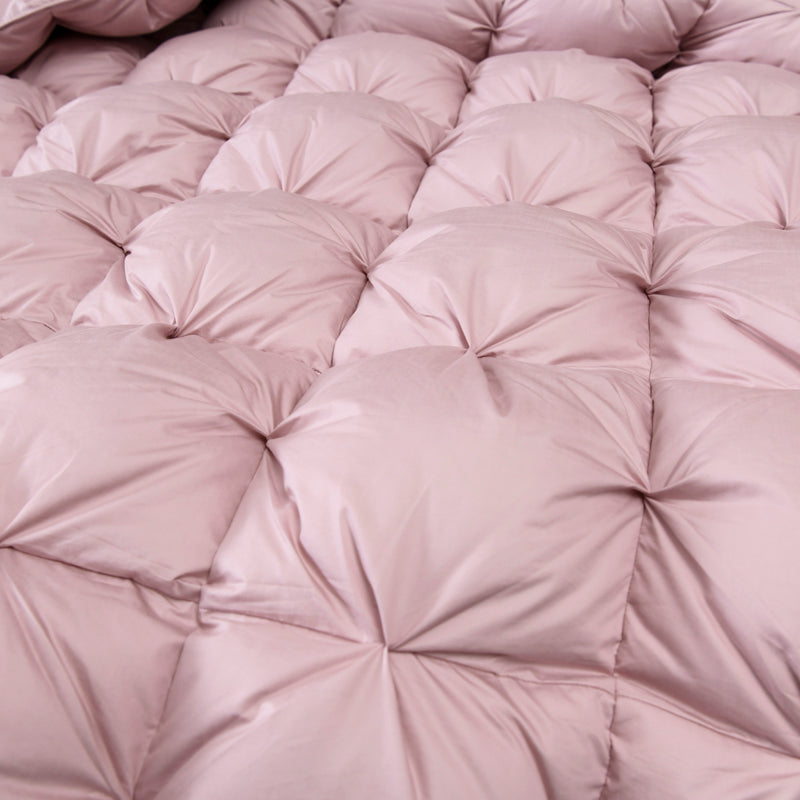 Luxurious Giuseppina 1000 Thread Count Goose Down Comforter Duvet in soft pink, showcasing its plush texture and elegant design.