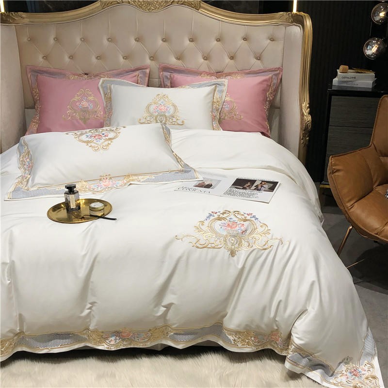 Louis Duvet Cover Set (Egyptian Cotton 1000TC) in luxurious bedroom setting with elegant royal pattern and plush pillows