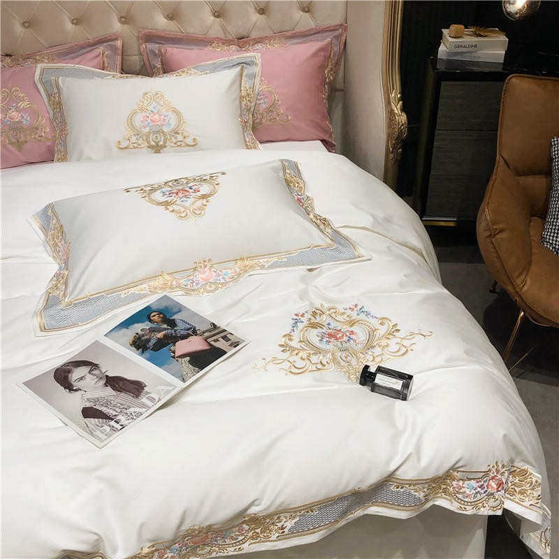 Louis Duvet Cover Set (Egyptian Cotton 1000TC) on elegant bed with royal pattern and luxury accents in modern bedroom.