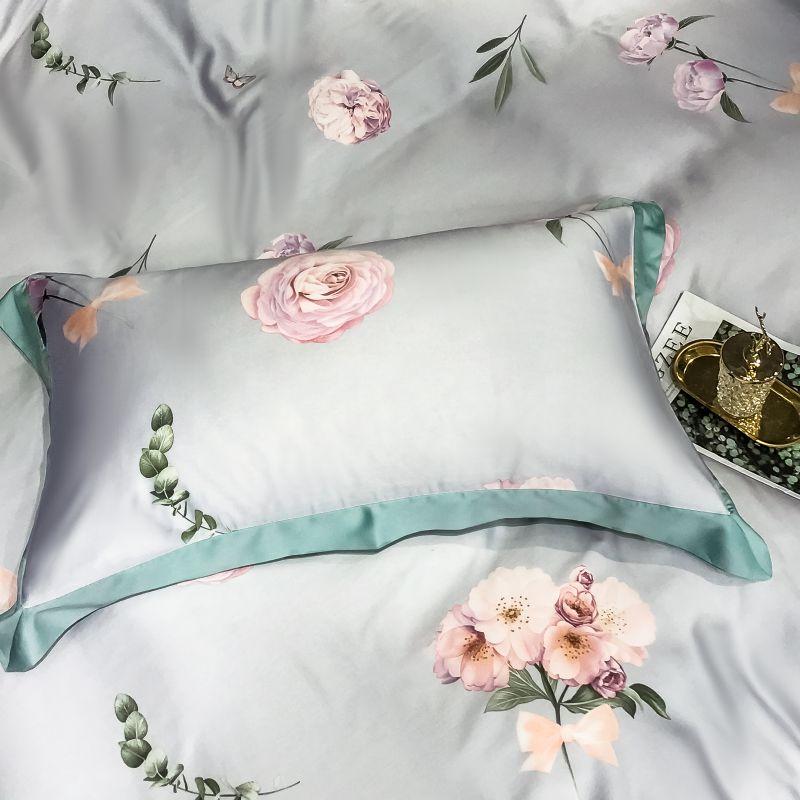 Pink Rose Duvet Cover Set (Egyptian Cotton) featuring elegant floral design and luxurious bedding.