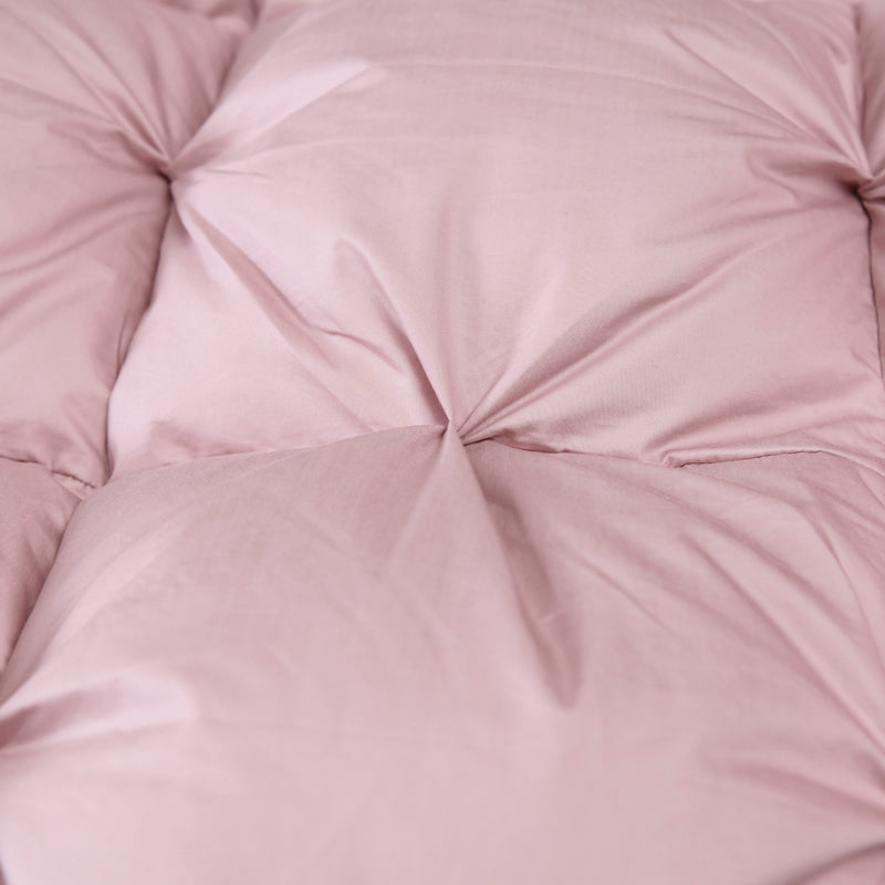 Close-up of Giuseppina 1000 Thread Count Goose Down Comforter Duvet in soft pink showcasing luxurious Egyptian cotton texture.