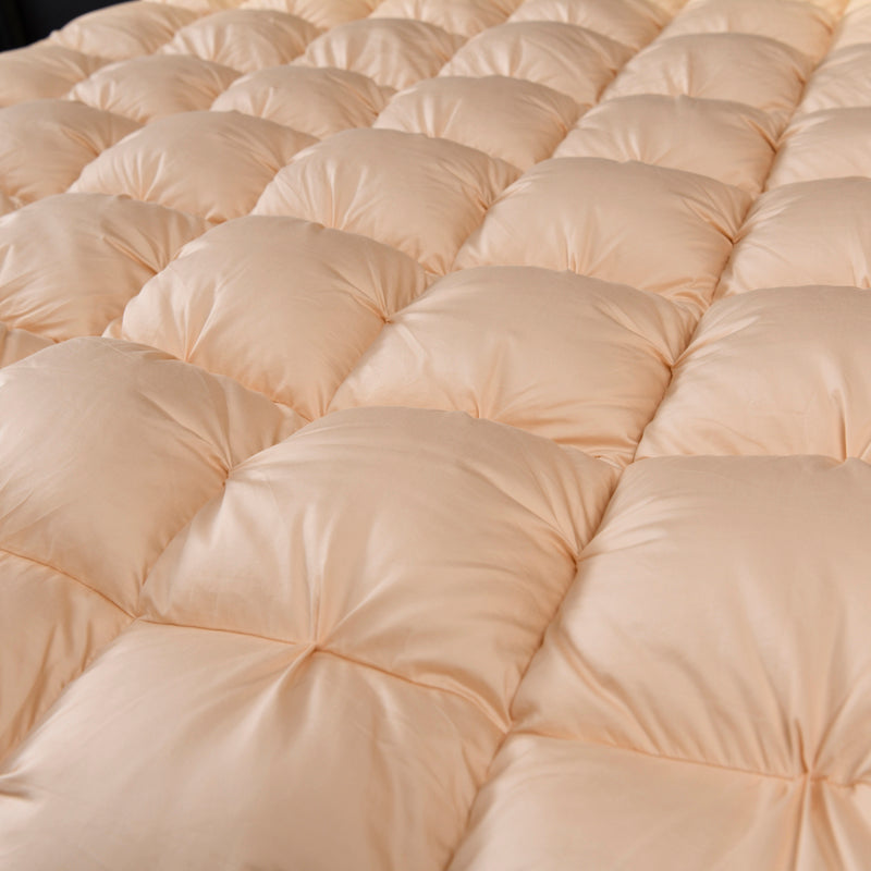 Close-up of Giuseppina 1000 Thread Count Goose Down Comforter Duvet showcasing its luxurious Egyptian cotton texture.