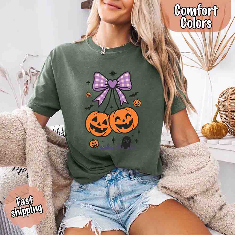 Halloween Cherries Comfort Colors Shirt – Trendy Pumpkin Tee