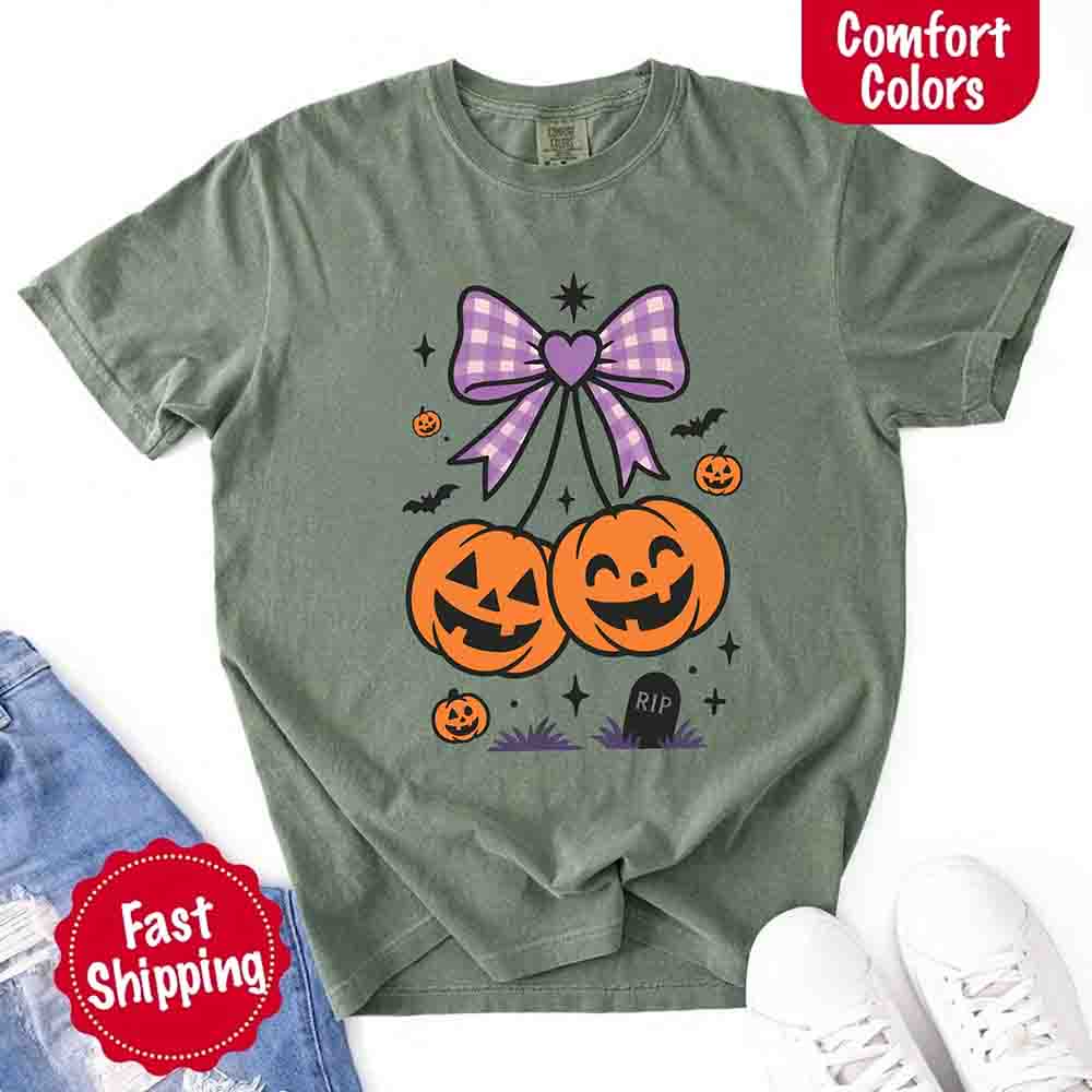Halloween Cherries Comfort Colors Shirt – Trendy Pumpkin Tee