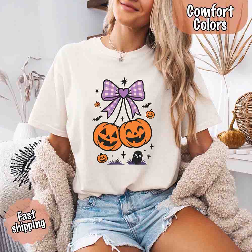 Halloween Cherries Comfort Colors Shirt – Trendy Pumpkin Tee