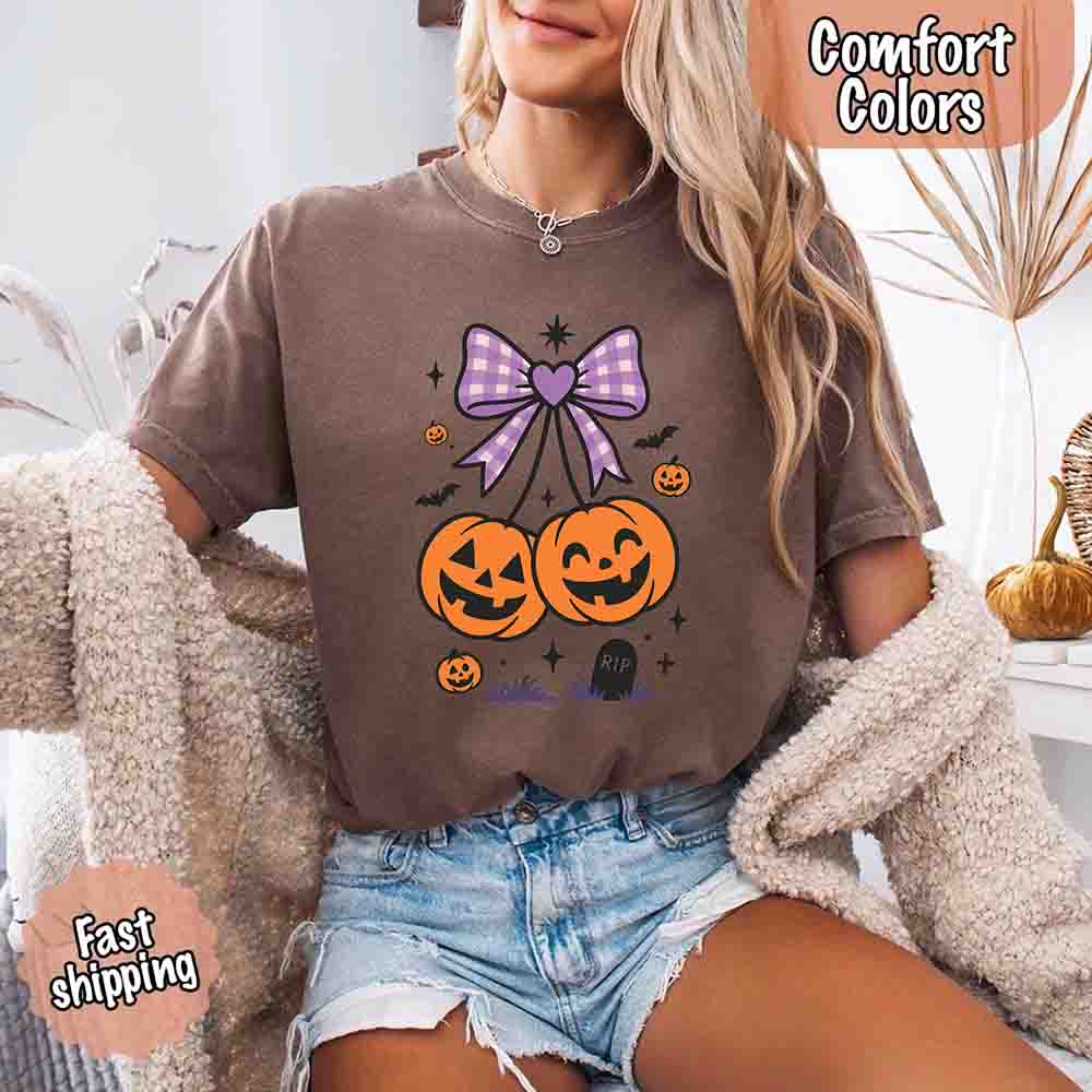 Halloween Cherries Comfort Colors Shirt – Trendy Pumpkin Tee