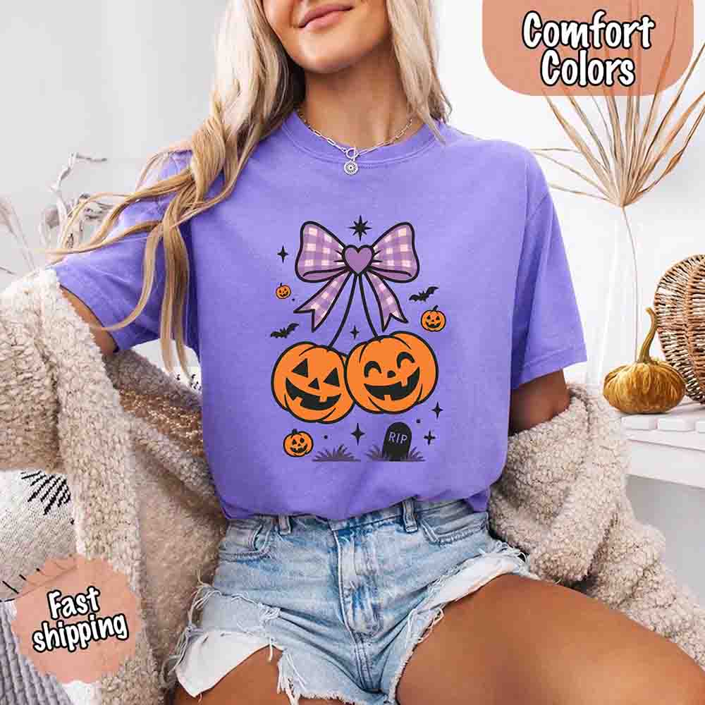 Halloween Cherries Comfort Colors Shirt – Trendy Pumpkin Tee