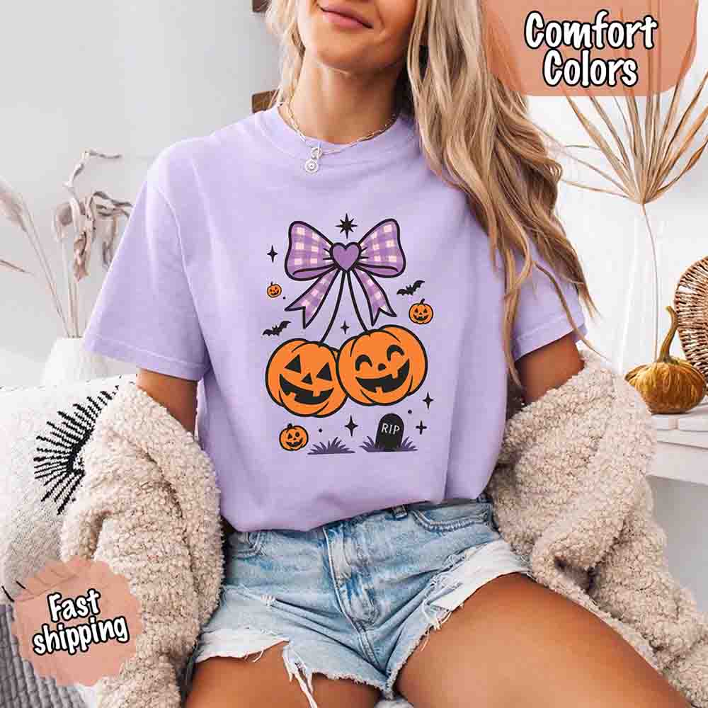 Halloween Cherries Comfort Colors Shirt – Trendy Pumpkin Tee