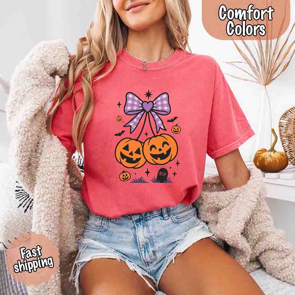 Halloween Cherries Comfort Colors Shirt – Trendy Pumpkin Tee