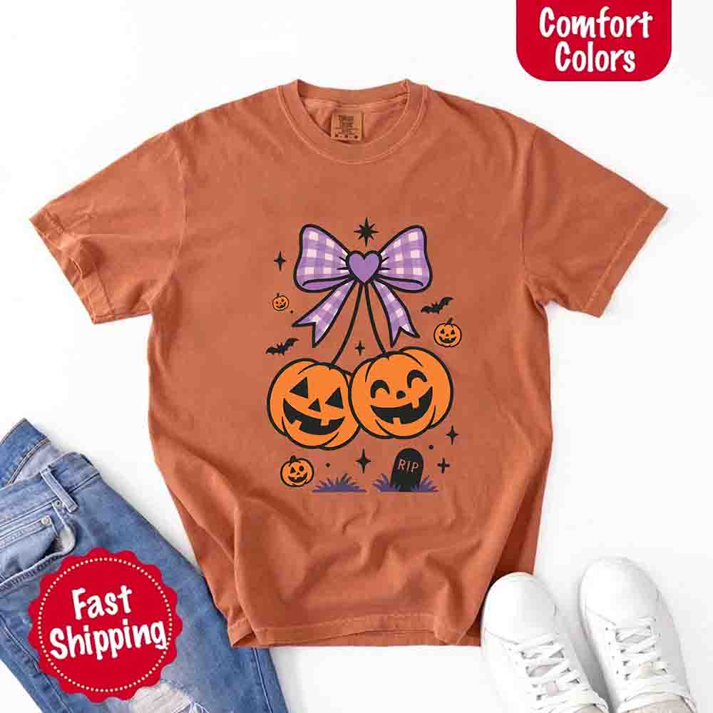 Halloween Cherries Comfort Colors Shirt – Trendy Pumpkin Tee