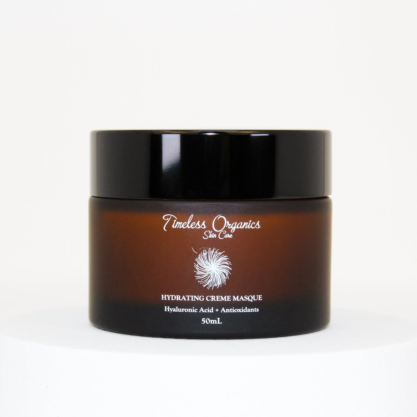 Deep Hydration + Antioxidant Creme Masque jar with hyaluronic acid and antioxidant ingredients for soothing and hydrating skin.