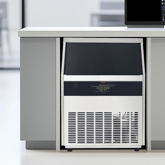 VEVOR 440lbs/24H Commercial Ice Maker in modern kitchen setting, featuring high-capacity output and under-counter design