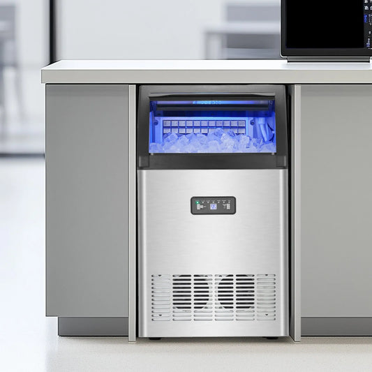 VEVOR Commercial Ice Maker Machine, 130lbs/24H Ice Maker Machine with 33lbs Storage Capacity in modern kitchen setup