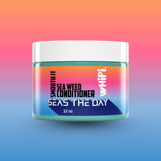 Mask- Sea Weed Conditioner and Deep Mask in a colorful jar with gradient background. Includes nourishing seaweed botanicals.