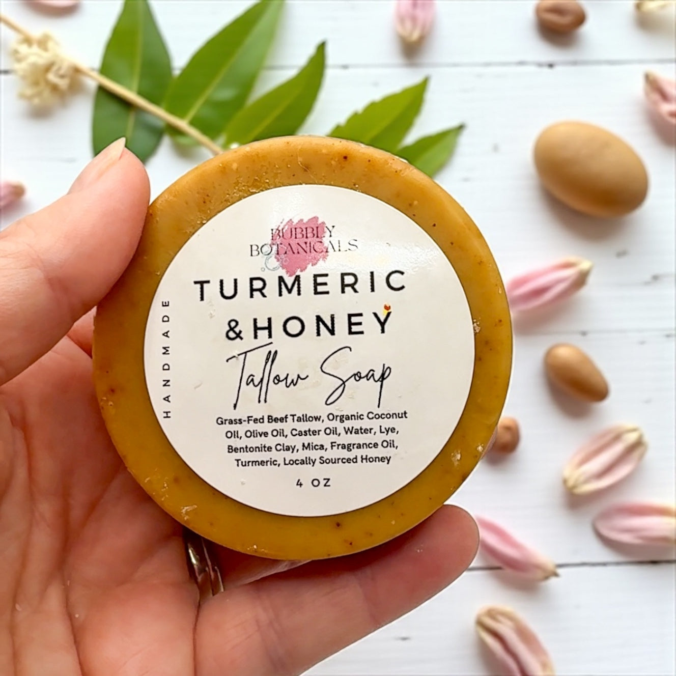 Handcrafted Tallow Soap - Turmeric & Honey Facial Soap | Clear, Glowing Skin