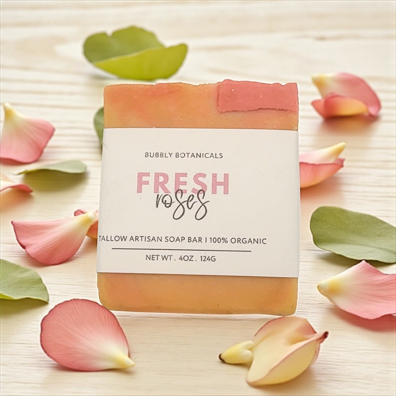Handcrafted Tallow Soap - Fresh Roses | Romantic, Floral Scent
