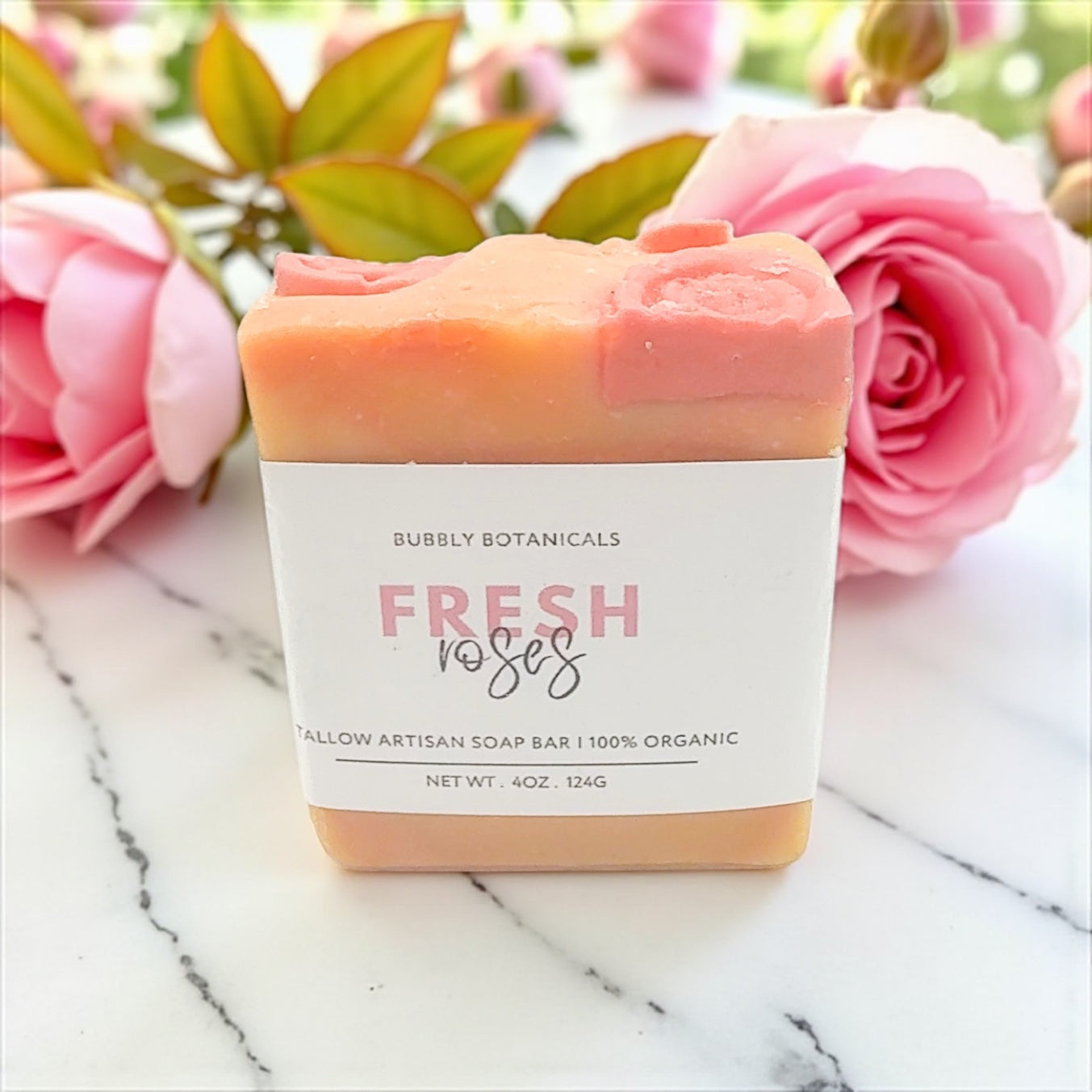 Handcrafted Tallow Soap - Fresh Roses | Romantic, Floral Scent