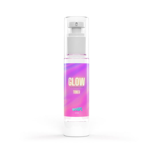 GLOW Hyaluronic Toner bottle with moisturizing and antioxidant-rich formula for daily skincare routine.