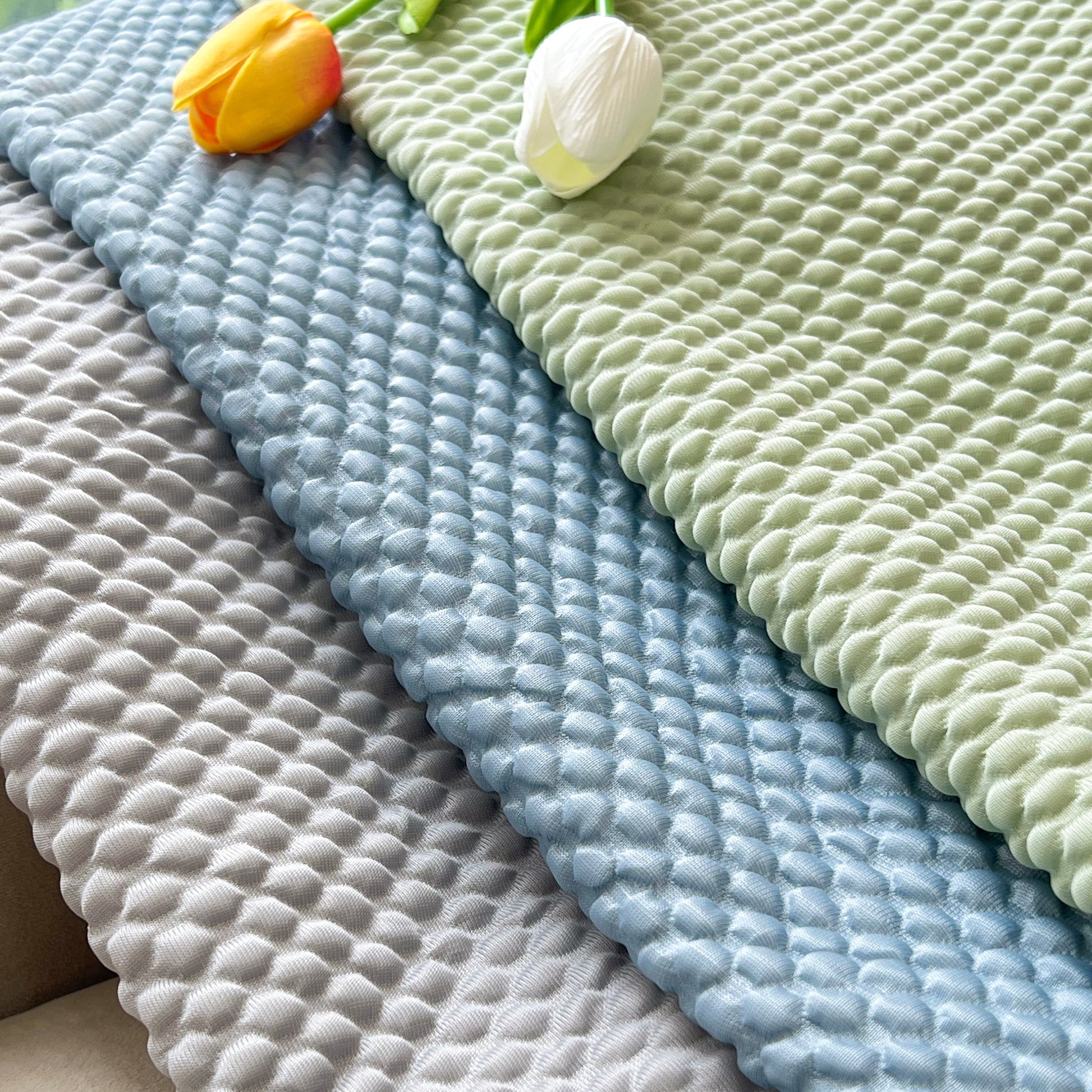 Cooling Stretch Sofa Seat Cushion Covers in pastel colors with tulips, Slip Covers for Cushions, Universal Couch Cushion Protector