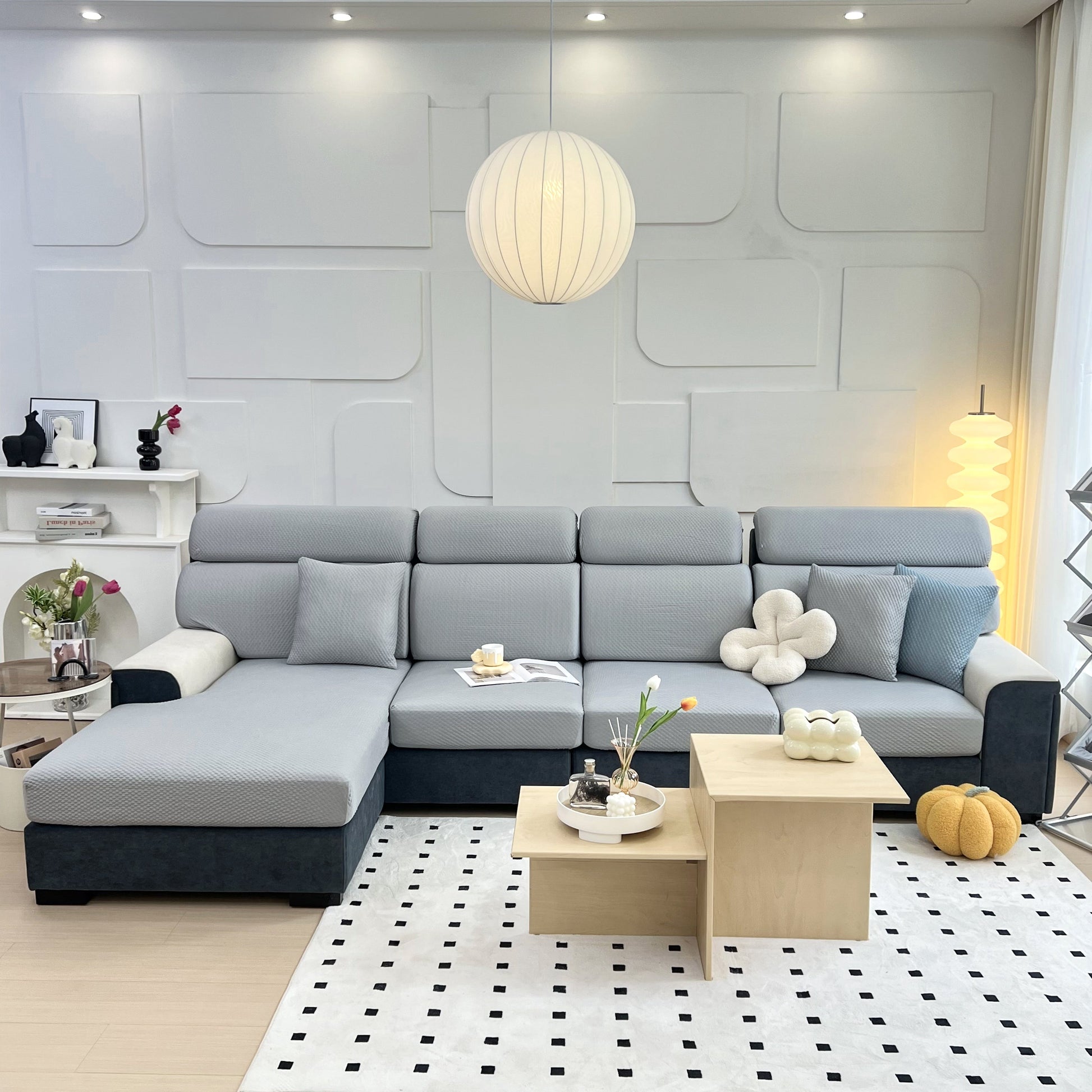 Cooling Stretch Sofa Seat Cushion Covers on modern couch, Slip Covers for Cushions, Universal Couch Cushion Protector in living room