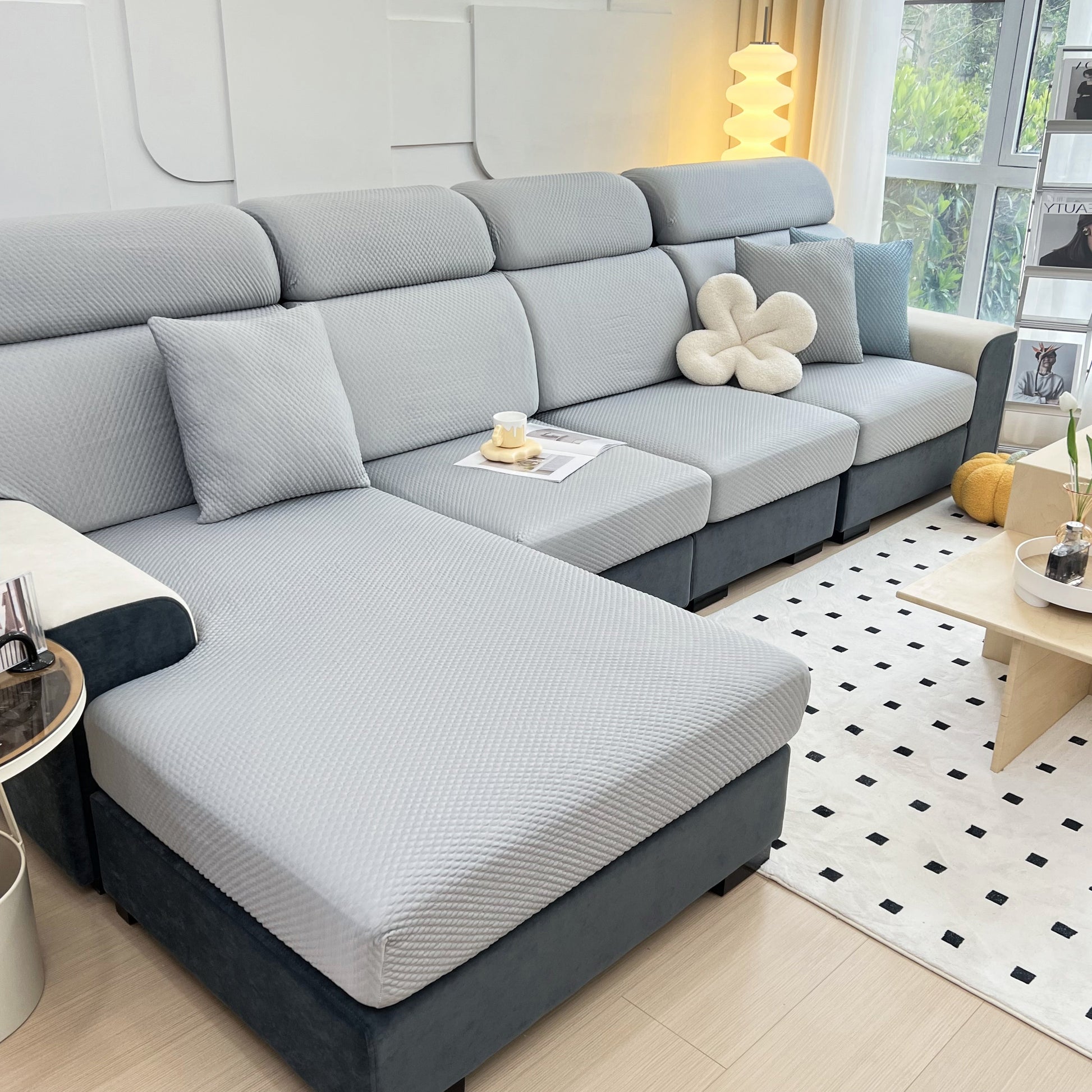Modern living room featuring Cooling Stretch Sofa Seat Cushion Covers, Slip Covers for Cushions, Universal Couch Cushion Protector.