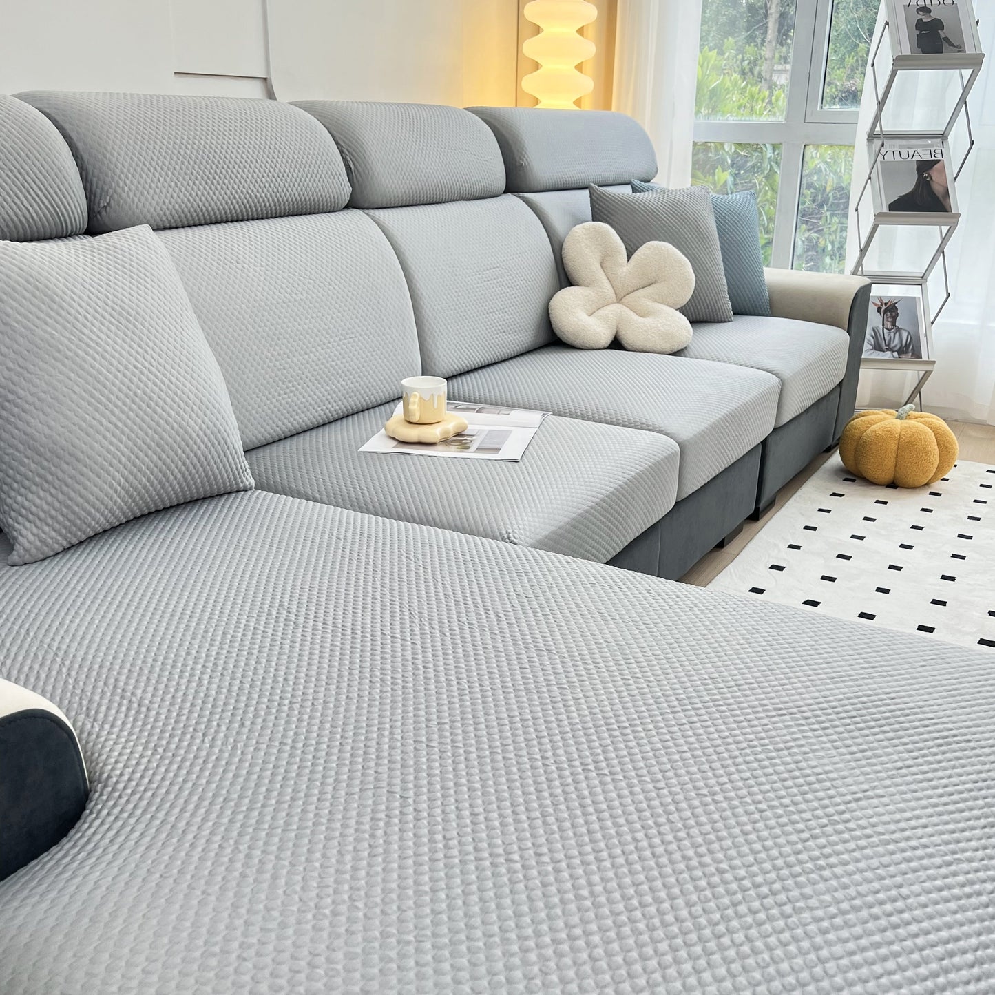 Modern living room featuring Cooling Stretch Sofa Seat Cushion Covers, Slip Covers for Cushions, Universal Couch Cushion Protector.