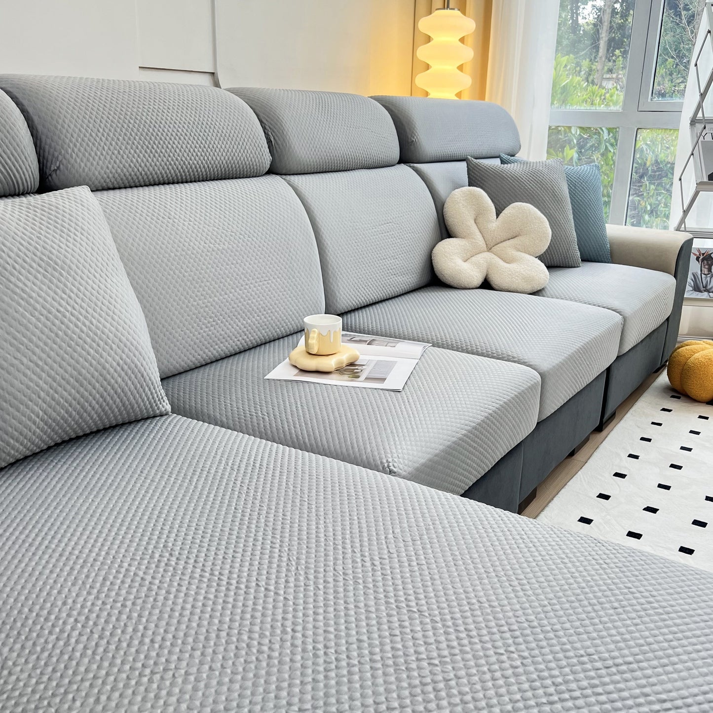 Cooling Stretch Sofa Seat Cushion Covers, Slip Covers for Cushions, Universal Couch Cushion Protector in living room setting