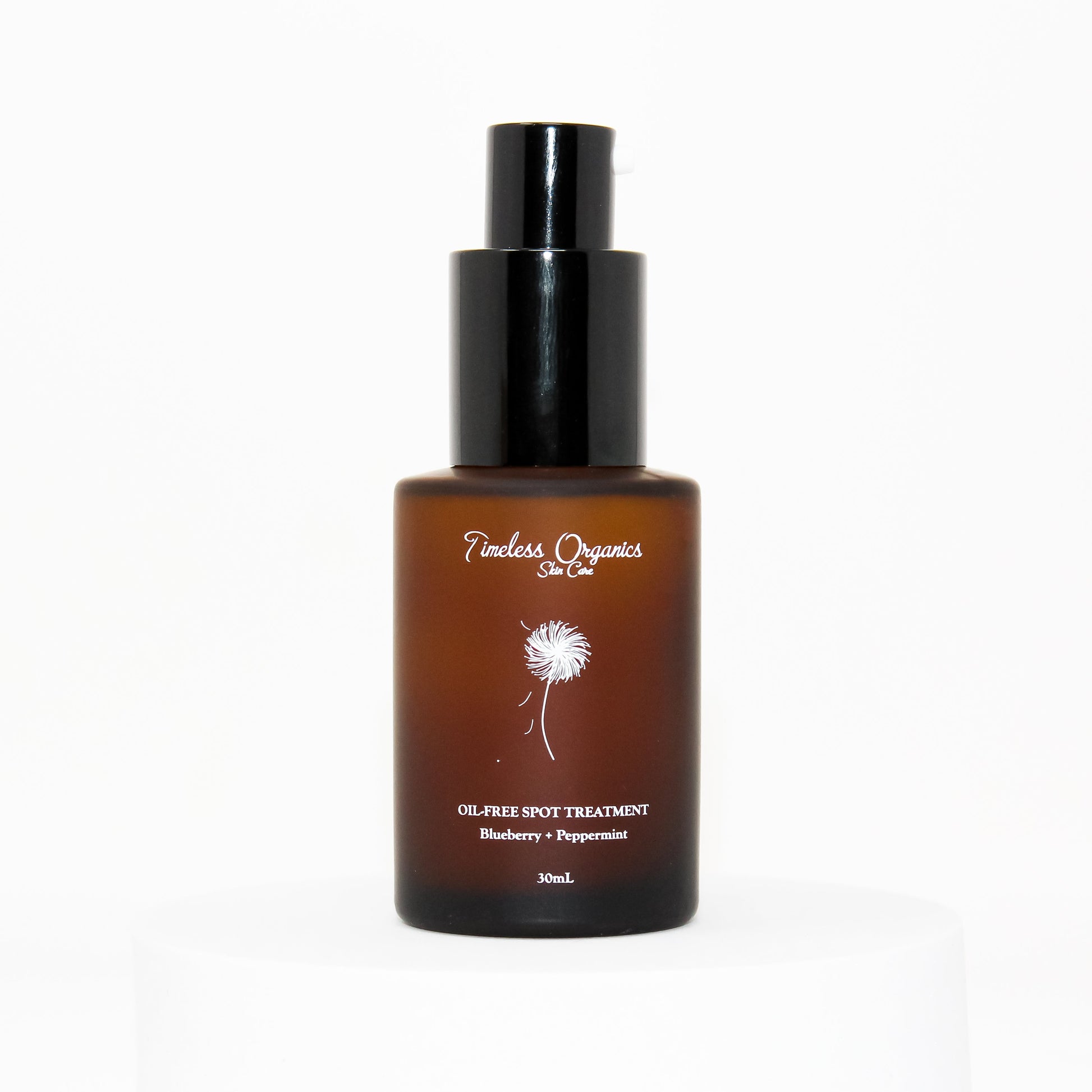 Timeless Organics 30mL bottle of Spot Treatment - Oil Free with Tea Tree, Peppermint, and Wild Blueberry for blemishes and pores.