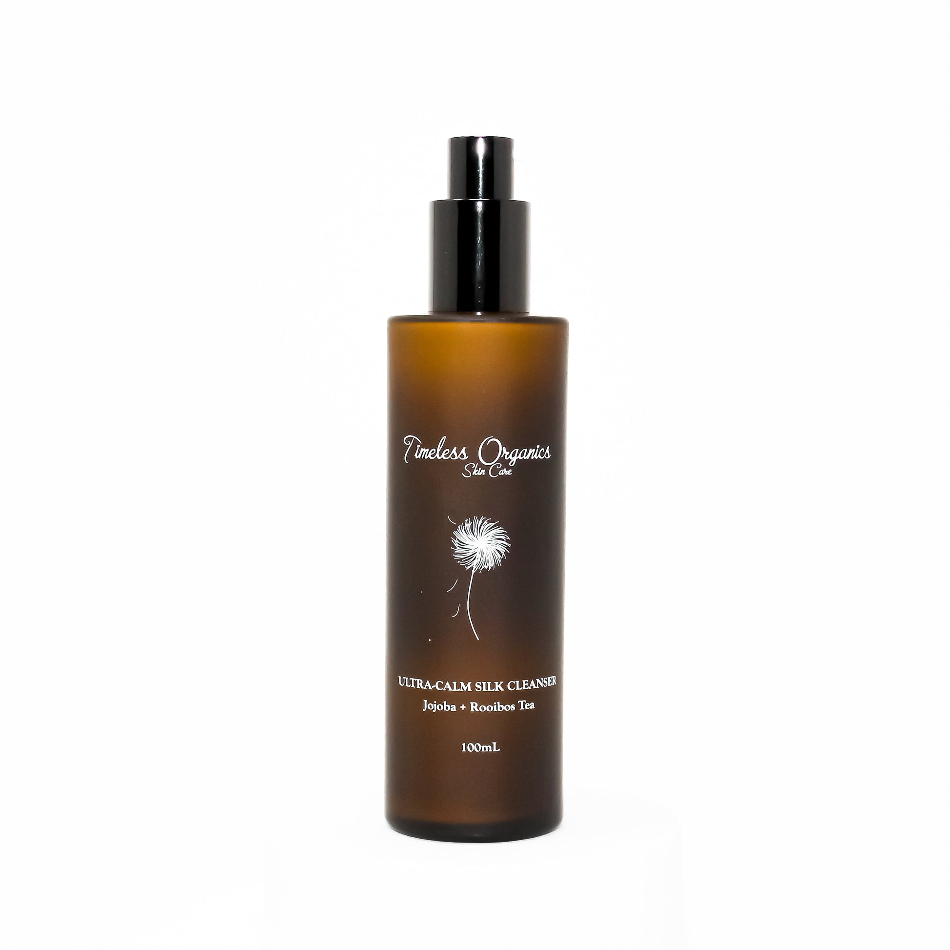 Ultra-Calm Silk Cleanser bottle with calming ingredients for sensitive skin care.