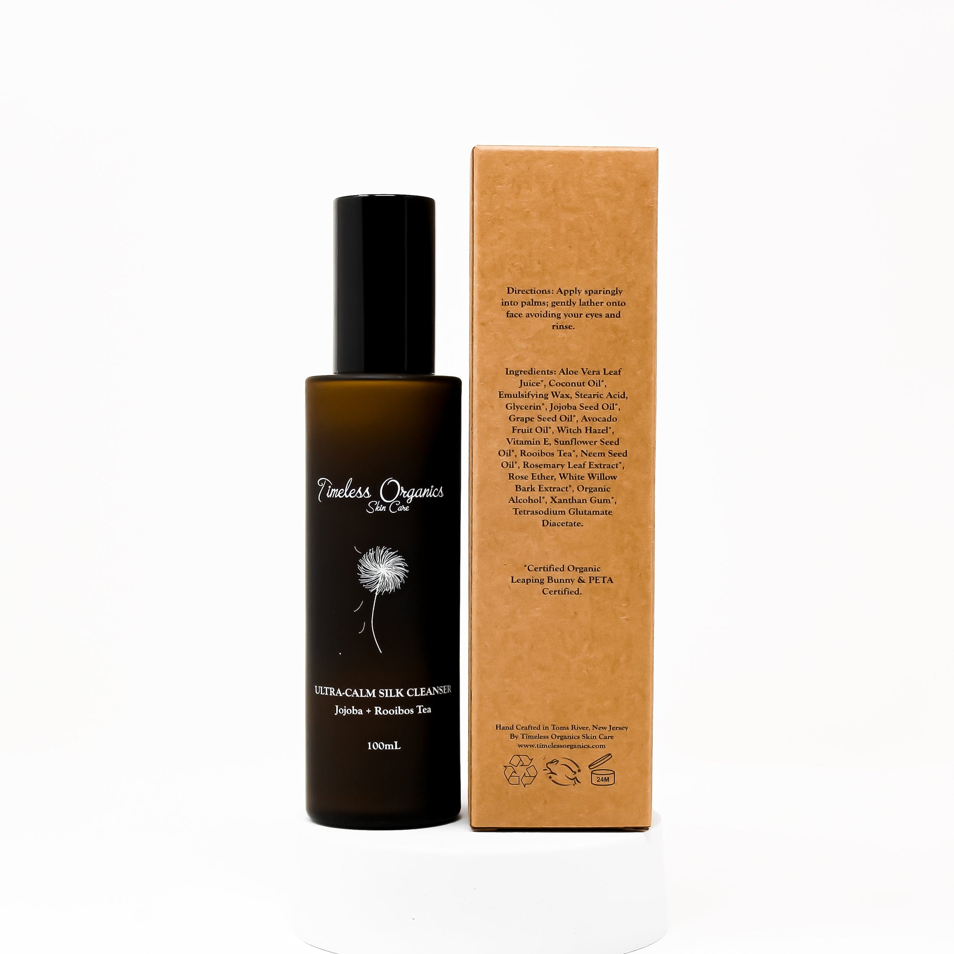 Ultra-Calm Silk Cleanser bottle with packaging, featuring luxury skincare for nourishing and soothing sensitive skin.