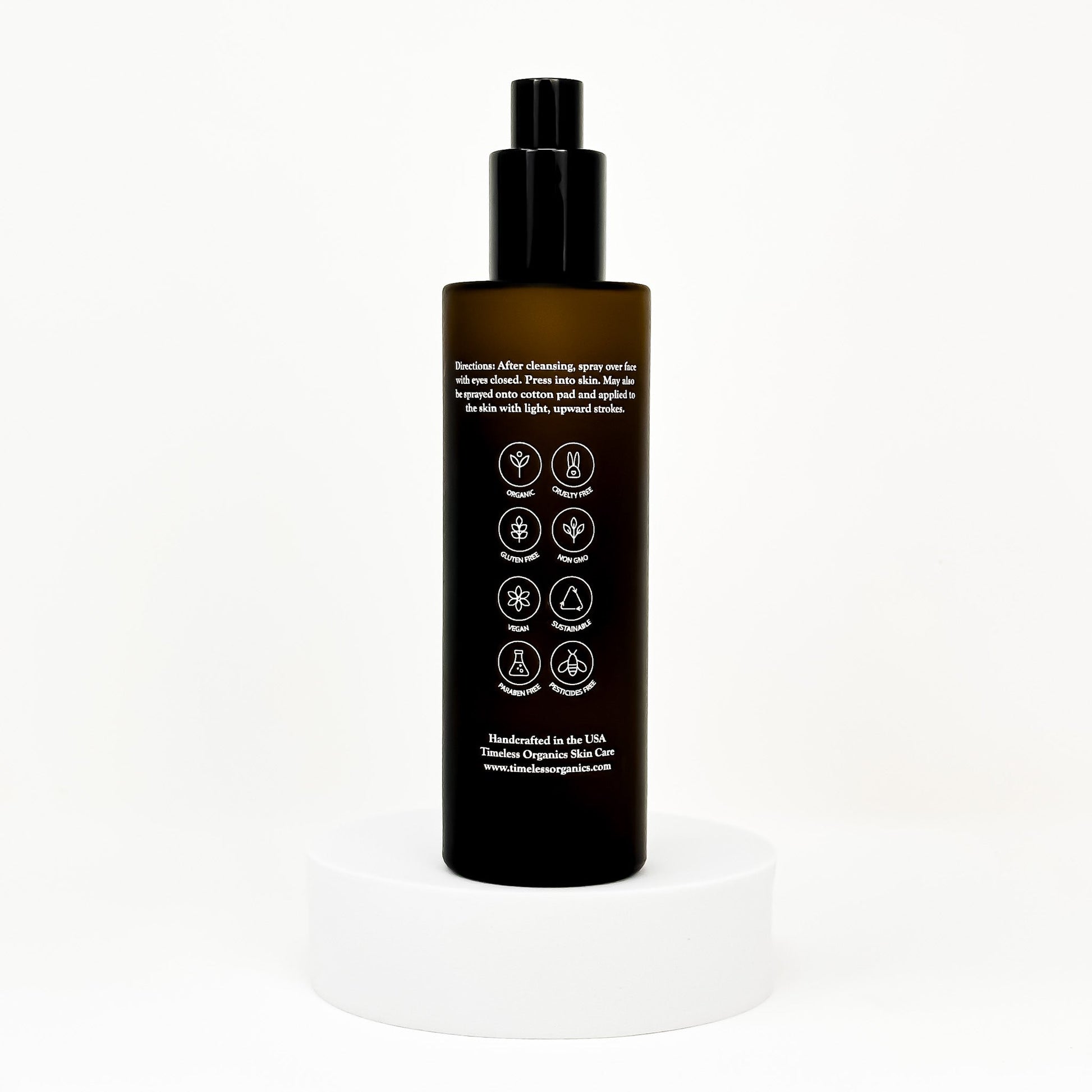Bottle of Timeless Toner for Normal Skin with natural ingredients, 100mL, on white background
