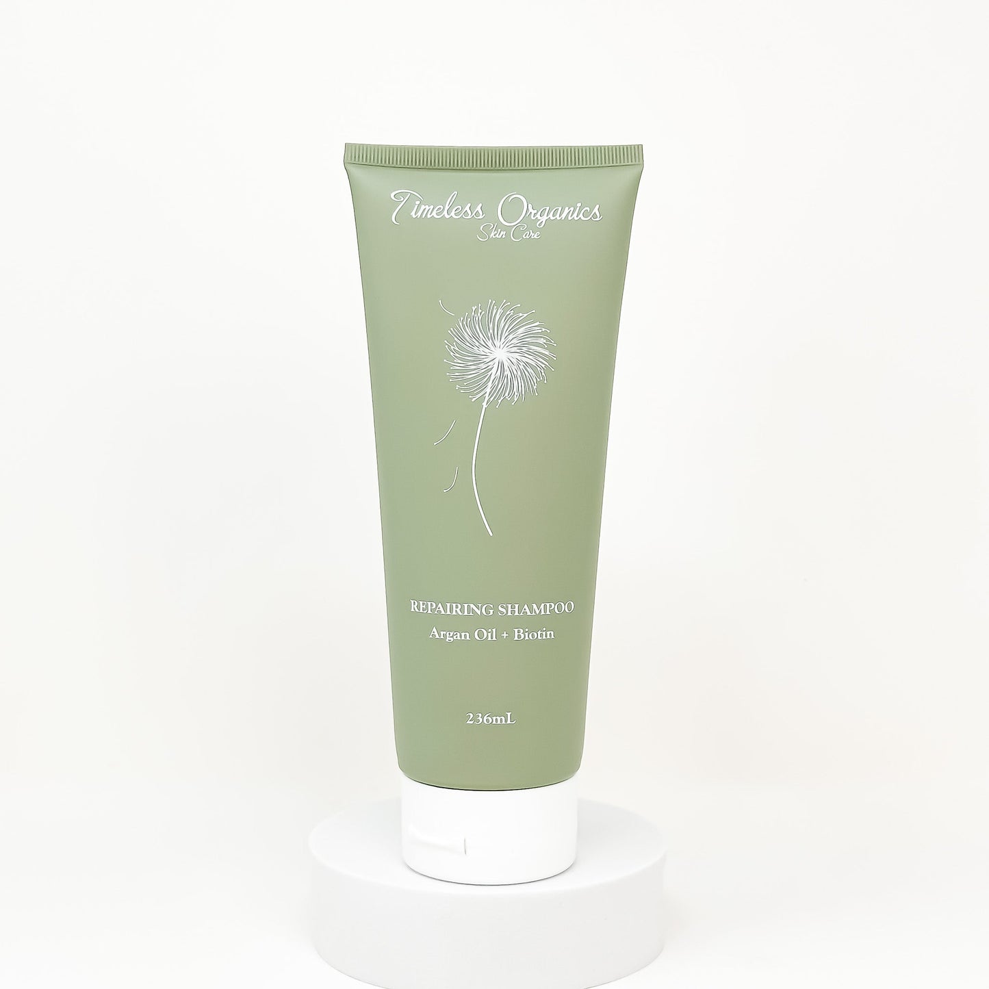 Timeless Repairing Shampoo 236mL with argan oil and biotin for all hair types, gentle cleansing and strengthening formula.