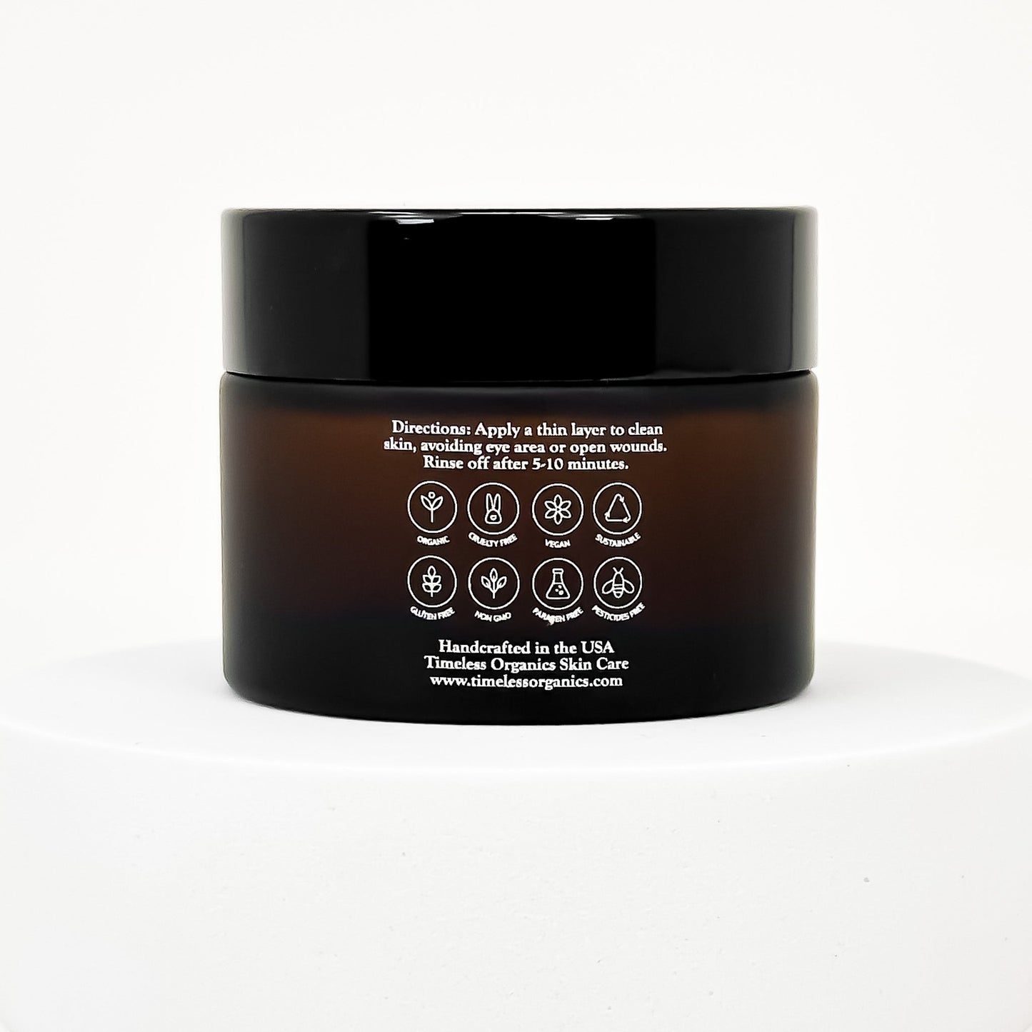 Deep Hydration + Antioxidant Creme Masque in a dark jar with usage instructions.