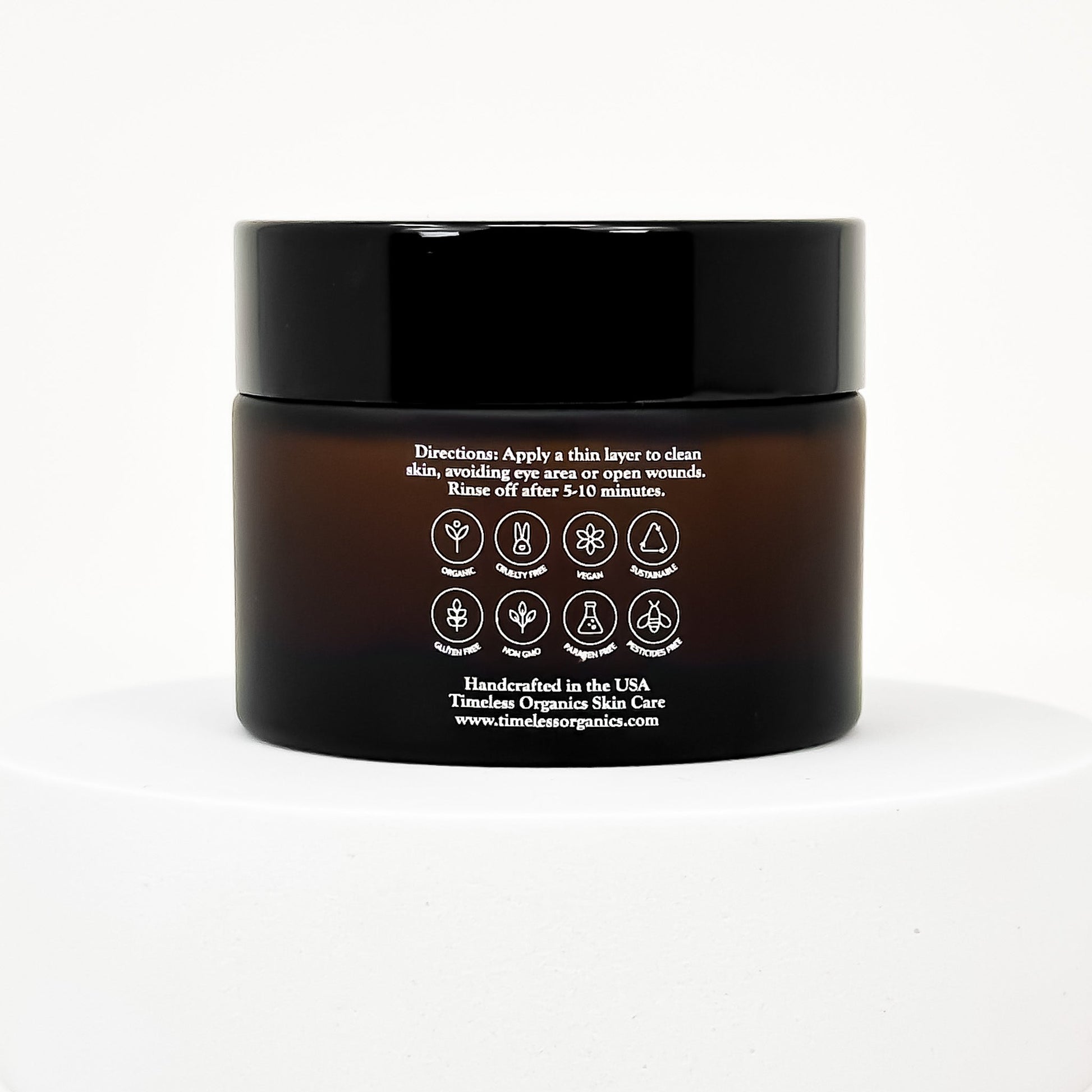 Deep Hydration + Antioxidant Creme Masque in a dark jar with usage instructions.