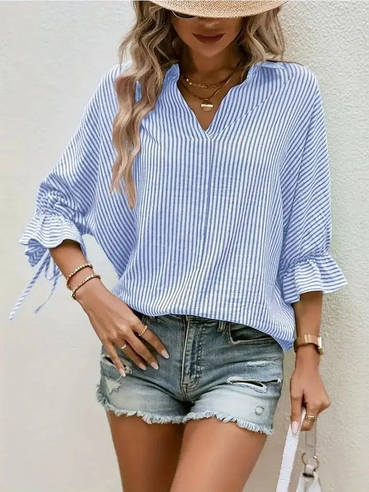 Stripe V-neck Top